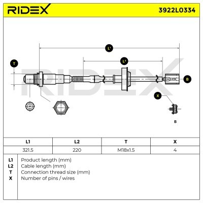 Lambdasonde RIDEX 3922L0334 3922L0334 - foto 6