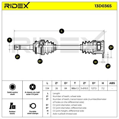 Antriebswelle RIDEX 13D0365 13D0365 - foto 7