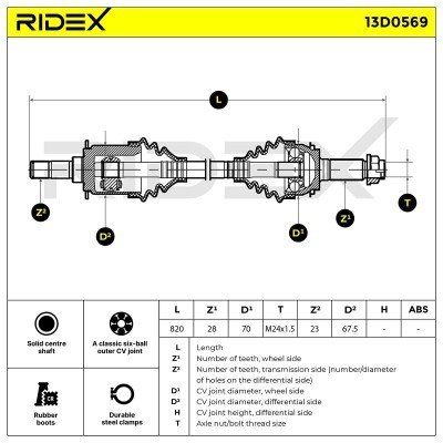 Antriebswelle RIDEX 13D0569 13D0569 - foto 7