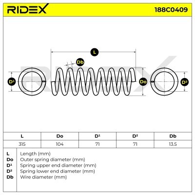 Fahrwerksfeder RIDEX 188C0409 188C0409 - foto 4