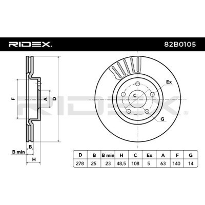 Bremsscheibe RIDEX 82B0105 82B0105 - foto 5
