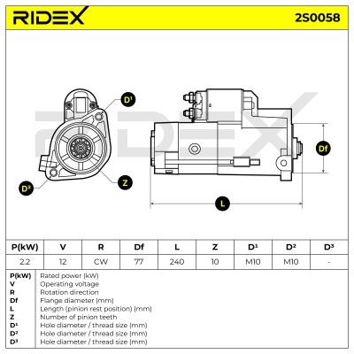 Anlasser RIDEX 2S0058 2S0058 - foto 7