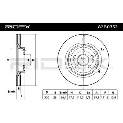 Bremsscheibe RIDEX 82B0752 82B0752 - foto 6