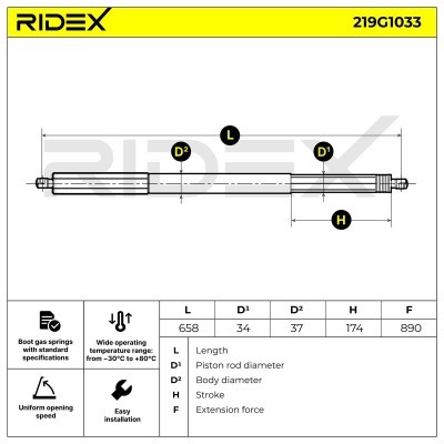 Gasfeder, Koffer-/Laderaum RIDEX 219G1033 219G1033 - foto 6