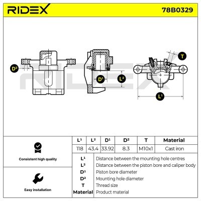 Bremssattel RIDEX 78B0329 78B0329 - foto 7