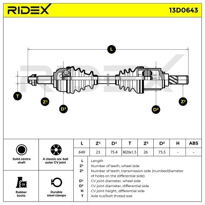 Antriebswelle RIDEX 13D0643 13D0643 - foto 7
