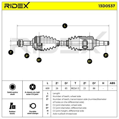Antriebswelle RIDEX 13D0537 13D0537 - foto 7