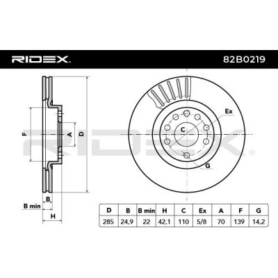 Bremsscheibe RIDEX 82B0219 82B0219 - foto 7