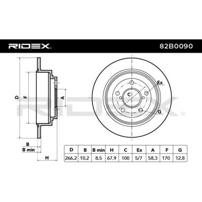 Bremsscheibe RIDEX 82B0090 82B0090 - foto 4