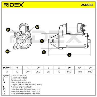 Anlasser RIDEX 2S0052 2S0052 - foto 6