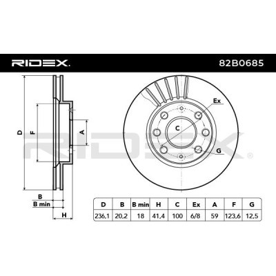 Bremsscheibe RIDEX 82B0685 82B0685 - foto 6