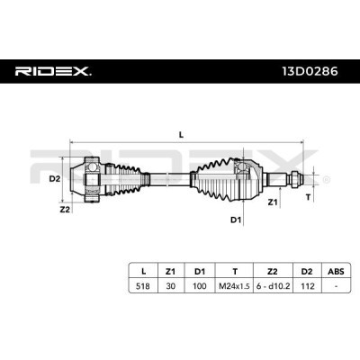 Antriebswelle RIDEX 13D0286 13D0286 - foto 5