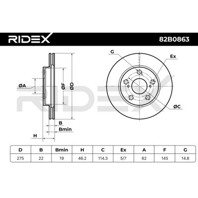 Bremsscheibe RIDEX 82B0863 82B0863 - foto 3