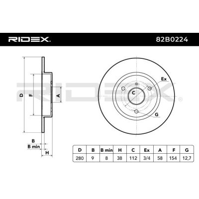 Bremsscheibe RIDEX 82B0224 82B0224 - foto 7