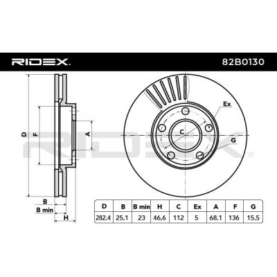 Bremsscheibe RIDEX 82B0130 82B0130 - foto 3