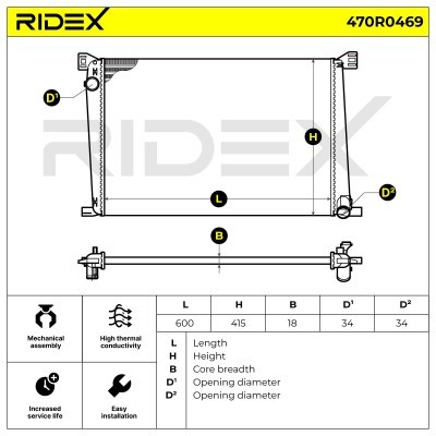 Kühler, Motorkühlung RIDEX 470R0469 470R0469 - foto 3