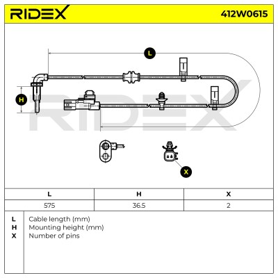 ABS Sensor RIDEX 412W0615 412W0615 - foto 7