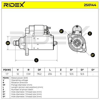 Anlasser RIDEX 2S0144 2S0144 - foto 6