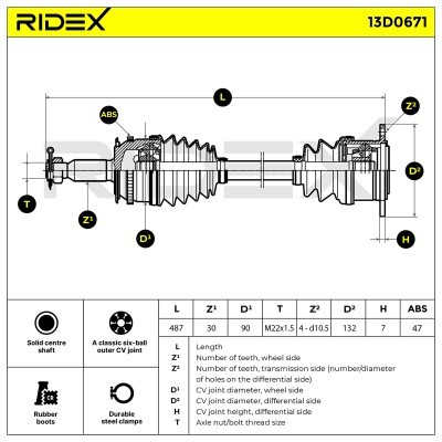 Antriebswelle RIDEX 13D0671 13D0671 - foto 6
