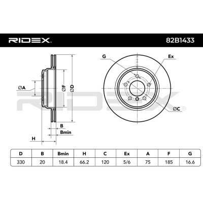Bremsscheibe RIDEX 82B1433 82B1433 - foto 6