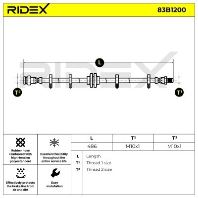 Bremsschlauch RIDEX 83B1200 83B1200 - foto 7