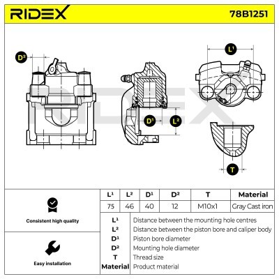 Bremssattel RIDEX 78B1251 78B1251 - foto 5