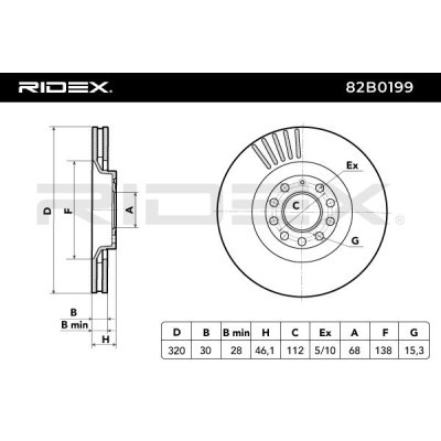 Bremsscheibe RIDEX 82B0199 82B0199 - foto 6