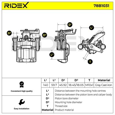 Bremssattel RIDEX 78B1031 78B1031 - foto 6
