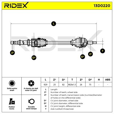 Antriebswelle RIDEX 13D0220 13D0220 - foto 8