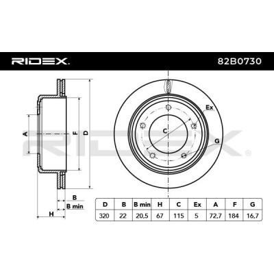 Bremsscheibe RIDEX 82B0730 82B0730 - foto 5