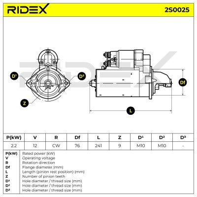 Anlasser RIDEX 2S0025 2S0025 - foto 6