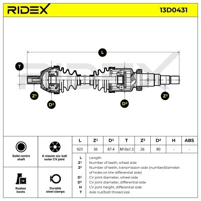 Antriebswelle RIDEX 13D0431 13D0431 - foto 7