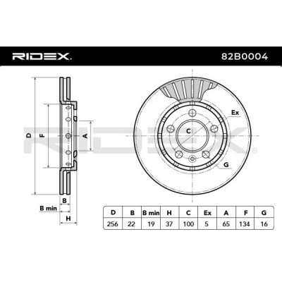 Bremsscheibe RIDEX 82B0004 82B0004 - foto 5