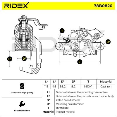 Bremssattel RIDEX 78B0820 78B0820 - foto 7