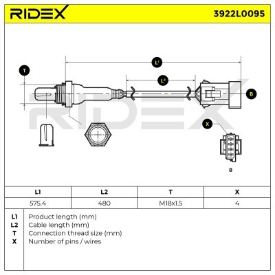 Lambdasonde RIDEX 3922L0095 3922L0095 - foto 6