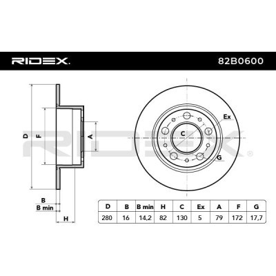 Bremsscheibe RIDEX 82B0600 82B0600 - foto 4