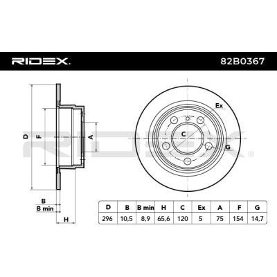 Bremsscheibe RIDEX 82B0367 82B0367 - foto 6
