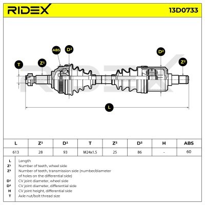 Antriebswelle RIDEX 13D0733 13D0733 - foto 7