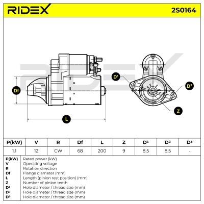 Anlasser RIDEX 2S0164 2S0164 - foto 7