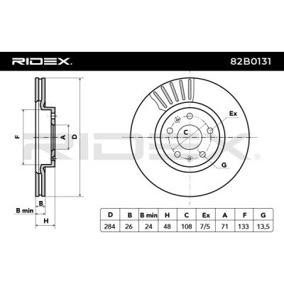 Bremsscheibe RIDEX 82B0131 82B0131 - foto 4