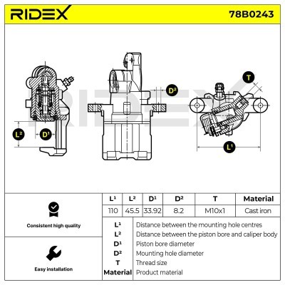 Bremssattel RIDEX 78B0243 78B0243 - foto 6