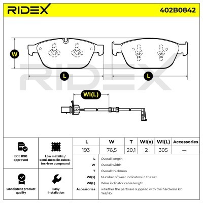Bremsbeläge Satz RIDEX 402B0842 402B0842 - foto 9