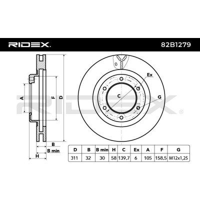 Bremsscheibe RIDEX 82B1279 82B1279 - foto 3