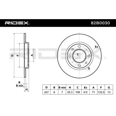 Bremsscheibe RIDEX 82B0030 82B0030 - foto 7
