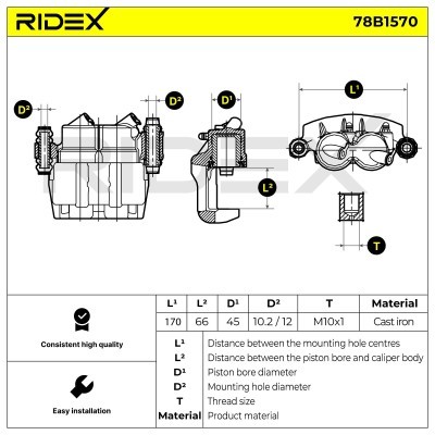 Bremssattel RIDEX 78B1570 78B1570 - foto 6
