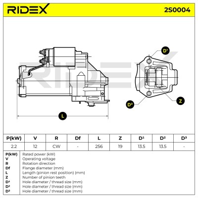 Anlasser RIDEX 2S0004 2S0004 - foto 7