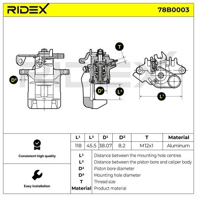 Bremssattel RIDEX 78B0003 78B0003 - foto 4