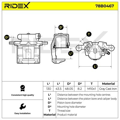 Bremssattel RIDEX 78B0467 78B0467 - foto 6
