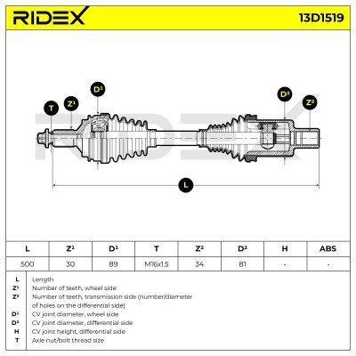 Antriebswelle RIDEX 13D1519 13D1519 - foto 7