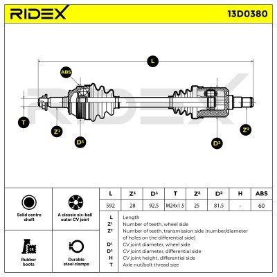 Antriebswelle RIDEX 13D0380 13D0380 - foto 5